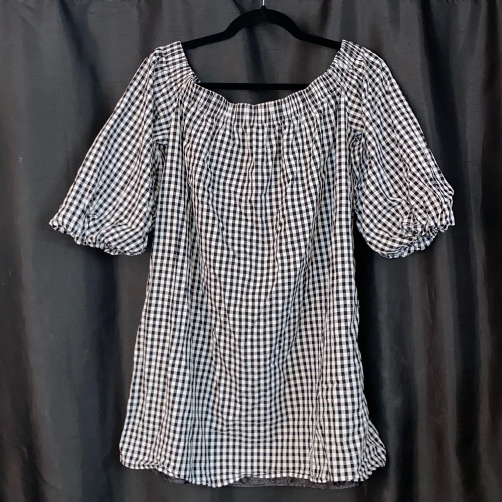 Gingham Puff Sleeve Mini Dress